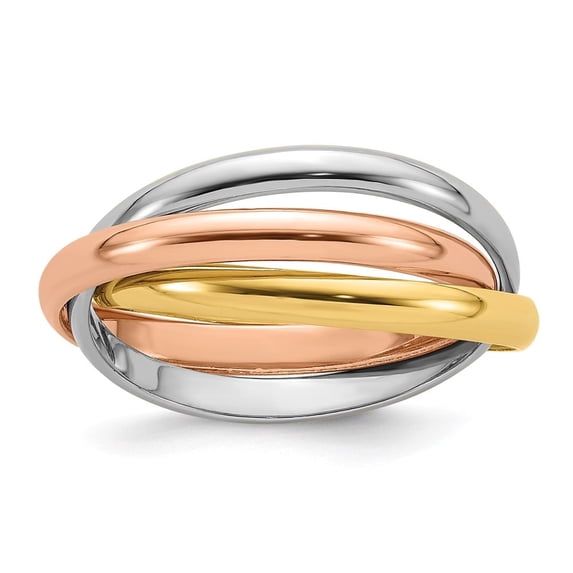 Auriga Fine Jewelry 10K Tri-color Gold Polished Rolling Ring Size 6.5 for Women