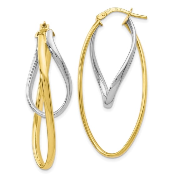 Auriga Fine Jewelry 10K Two-Tone Gold 2mm Hoop Earrings for Women