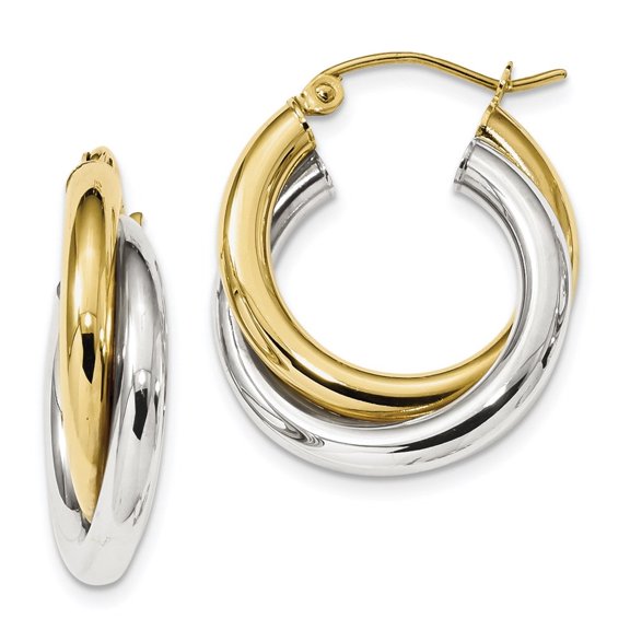 Auriga Fine Jewelry 10K Two-Tone Gold 6.27mm Double Tube Hoop Earrings for Women