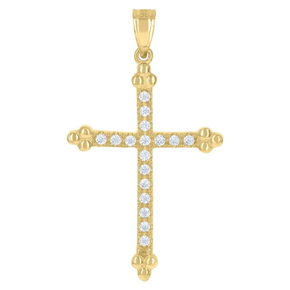 Auriga Fine Jewelry 10K Two-Tone Gold Cubic Zirconia Cross Religious Charm Pendant for Women