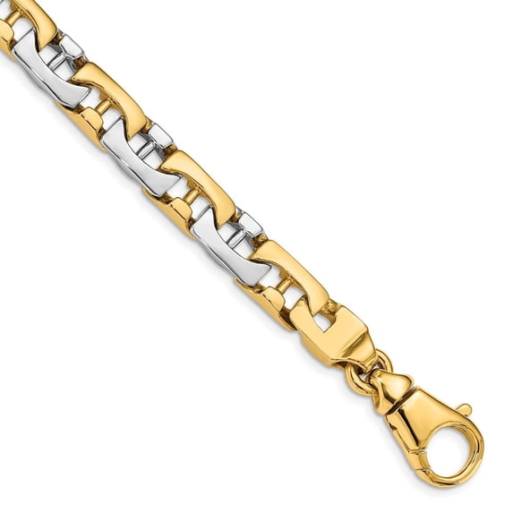 Auriga Fine Jewelry 10K Two-tone Gold 8.5mm Hand-polished Fancy Link Anklet 9" for Women
