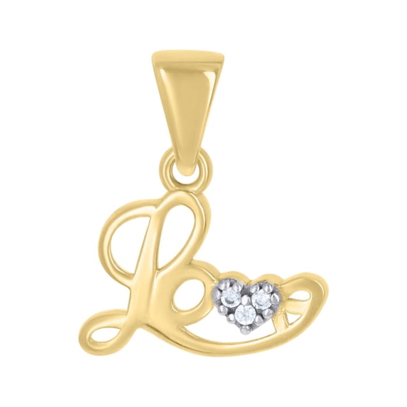 Auriga Fine Jewelry 10K Two-tone Gold CZ Love Heart Charm Pendant for Women