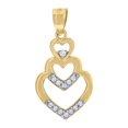 thumbnail image 1 of Auriga Fine Jewelry 10K Two-tone Gold CZ Triple Heart Charm Pendant for Women, 1 of 5