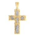 thumbnail image 1 of Auriga Fine Jewelry 10K Two-tone Gold Cross Religious Charm Pendant for Men (L - 4.02mm), 1 of 3