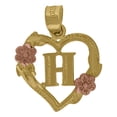 thumbnail image 1 of Auriga Fine Jewelry 10K Two-tone Gold Heart Flower Initial Letter H Charm Pendant for Women, 1 of 1