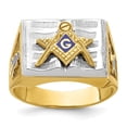 thumbnail image 1 of Auriga Fine Jewelry 10K Two-tone Gold Men's Polished and Textured with Blue Enamel Blue Lodge Master Masonic Ring Size 10, 1 of 6