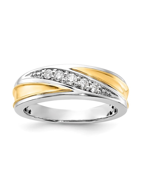 Fine Jewelry 10K Two-tone Gold Two Hearts Diamond Ring Size- 10for Women