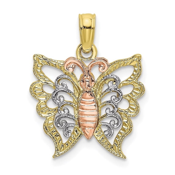 Auriga Fine Jewelry 10K Two-tone w/White Rhodium Butterfly Cut-Out Charm for Women