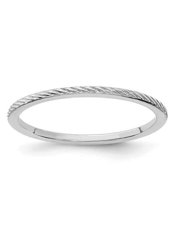 Fine Jewelry 10K White Gold 1.2mm Twisted Wire Pattern Stackable Band for Women Size 4