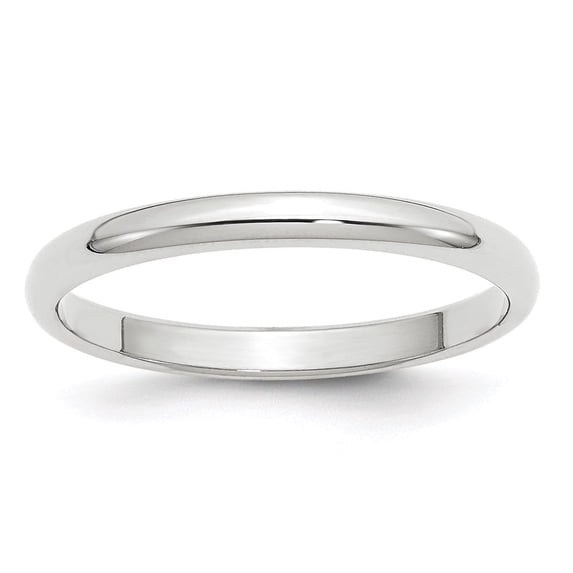 Auriga Fine Jewelry 10K White Gold 2.5mm Half Round Wedding Band for Women Size 11.5