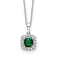 thumbnail image 1 of Auriga Fine Jewelry 10K White Gold 6 mm Lab Grown Diamond and Created Emerald Pendant Necklace for Women 18", 1 of 5