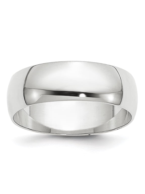 Fine Jewelry 10K White Gold 6mm Lightweight Half Round Wedding Band for Women Size 9