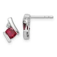 thumbnail image 1 of Auriga Fine Jewelry 10K White Gold Cushion Created Ruby and Diamond Stud Earrings for Women, 1 of 6