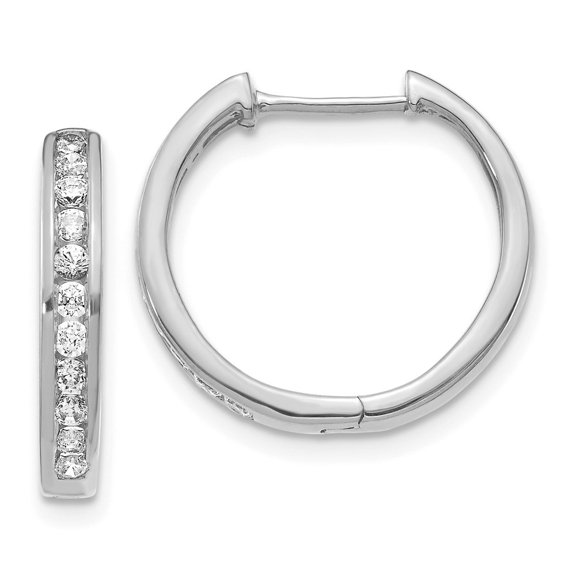 Auriga Fine Jewelry 10K White Gold Diamond Hinged Hoop Earrings for Women