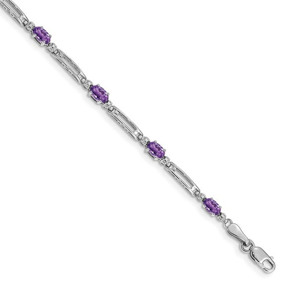 Auriga Fine Jewelry 10K White Gold Diamond and Amethyst Bracelet 7" for Women