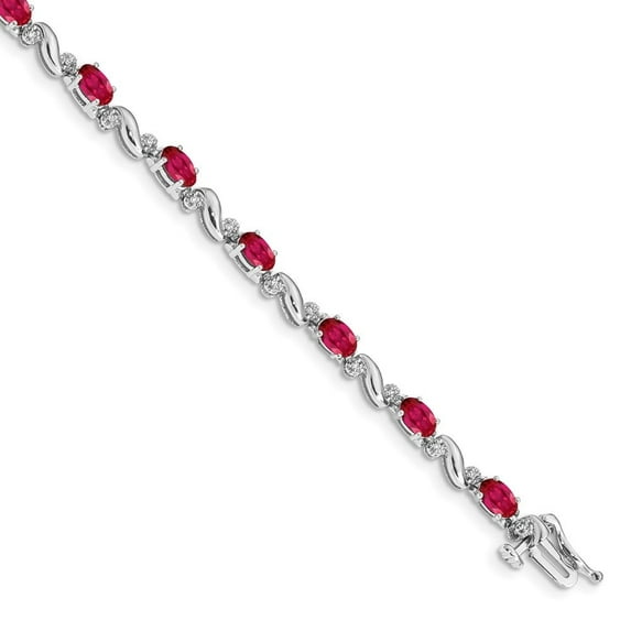 Auriga Fine Jewelry 10K White Gold Diamond and Ruby Bracelet 7" for Women