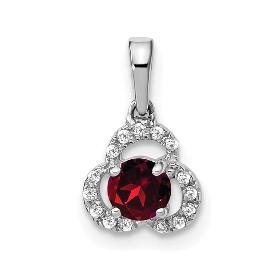 Auriga Fine Jewelry 10K White Gold Garnet and Diamond Pendant for Women (L-13.9mm, W-7.8mm)