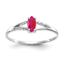 Auriga Fine Jewelry 10K White Gold Polished Marquise-cut Genuine Ruby Birthstone Ring for Women Size 6