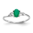 thumbnail image 1 of Auriga Fine Jewelry 10K White Gold Polished Oval-shaped Genuine Emerald Birthstone Ring for Women Size- 7, 1 of 6