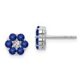 thumbnail image 1 of Auriga Fine Jewelry 10K White Gold Polished Sapphire and Diamond Stud Earrings for Women, 1 of 6
