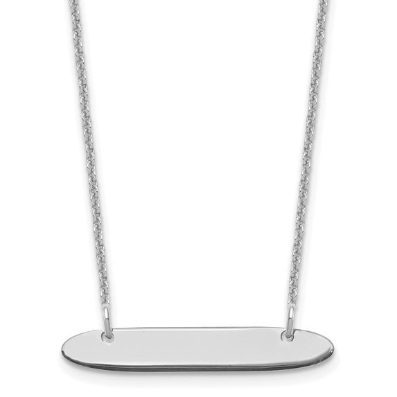 Auriga Fine Jewelry 10K White Gold Polished Oblong Blank Bar Necklace for Women 18"