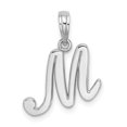 thumbnail image 1 of Auriga Fine Jewelry 10K White Gold Solid Script Letter M Initial Charm Pendant for Women, 1 of 6