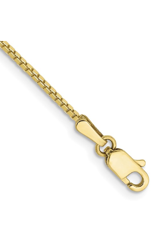 Fine Jewelry 10K Yellow Gold 1.1mm Box Chain Anklet 9inch for Women