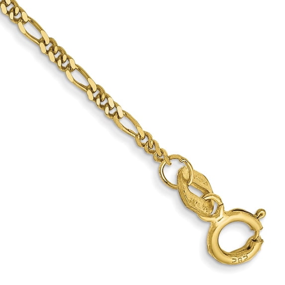 Auriga Fine Jewelry 10K Yellow Gold 1.25mm Flat 10inch Figaro Chain Anklet for Women