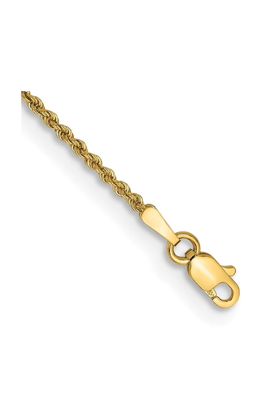 Fine Jewelry 10K Yellow Gold 1.50mm Regular Rope 9inch Chain Anklet for Women