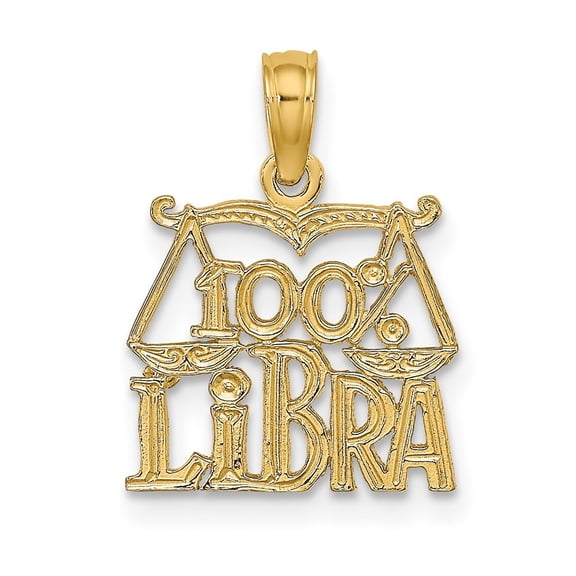 Auriga Fine Jewelry 10K Yellow Gold 100% LIBRA Zodiac Charm for Women (L-15.4 mm, W-12.8 mm)
