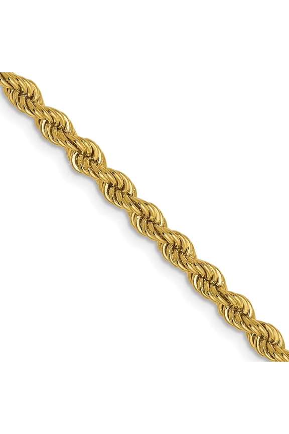 Fine Jewelry 10K Yellow Gold 2.25 mm Solid Regular Rope Chain Necklace for Women 18"