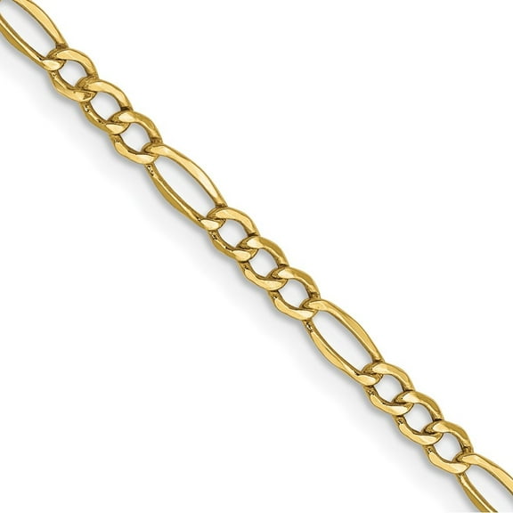 Auriga Fine Jewelry 10K Yellow Gold 2.5 mm Semi-Solid Figaro Chain Necklace for Women 16"
