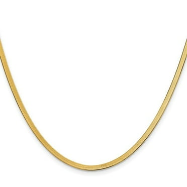 Auriga Fine Jewelry 10K Yellow Gold 2.5 mm Silky Herringbone Chain Necklace for Women 20"