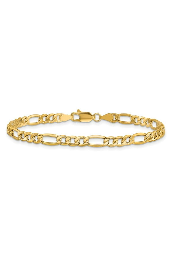 Fine Jewelry 10K Yellow Gold 2.5mm Semi-Solid Figaro Chain Anklet 10inch for Women