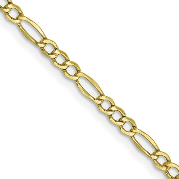 Auriga Fine Jewelry 10K Yellow Gold 2.5mm Semi-Solid Figaro Chain Necklace for Women 16"