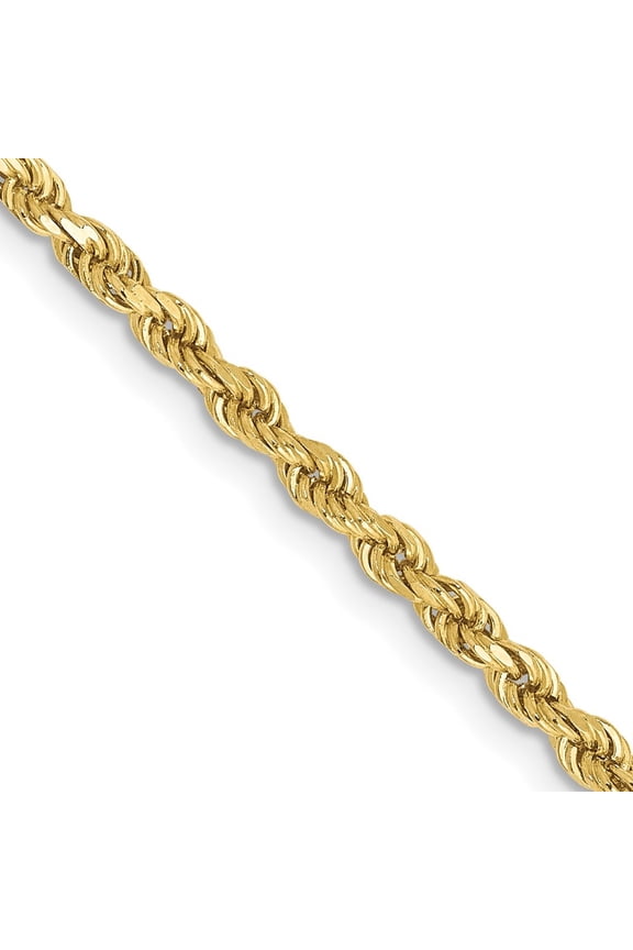 Fine Jewelry 10K Yellow Gold 2.5mm Semi-Solid Rope 7" Chain Bracelet for Women