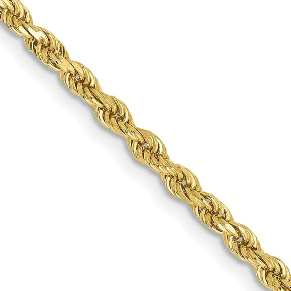 Auriga Fine Jewelry 10K Yellow Gold 2.5mm Semi-Solid Rope 7" Chain Bracelet for Women