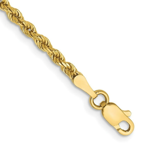 Auriga Fine Jewelry 10K Yellow Gold 2.5mm Semi-solid Diamond-cut Rope 7" Chain Bracelet for Women