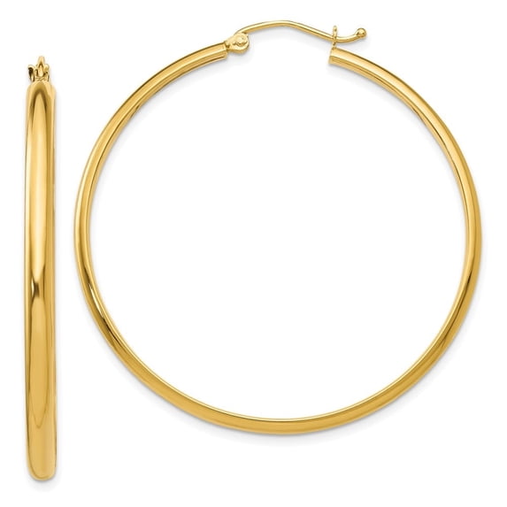 Auriga Fine Jewelry 10K Yellow Gold 2.75mm Hoop Earrings for Women (L-43mm ; W-44mm)