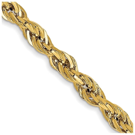 Auriga Fine Jewelry 10K Yellow Gold 2.8 mm Semi-Solid Rope Chain Necklace for Women 22"