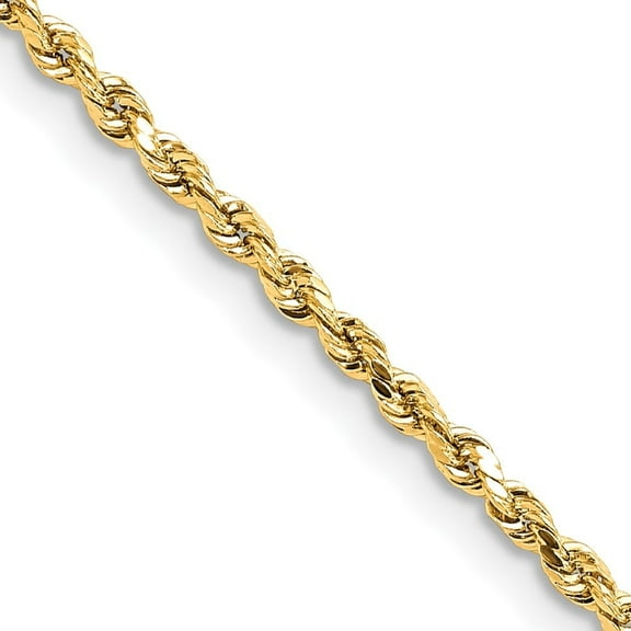 Auriga Fine Jewelry 10K Yellow Gold 2 mm Lightweight Diamond-cut Rope Chain Necklace for Women 16"