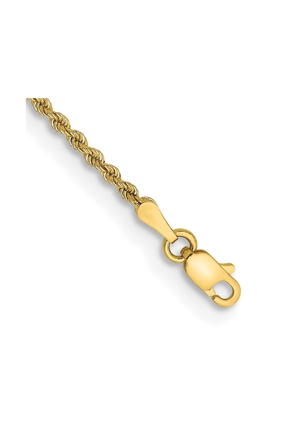 Fine Jewelry 10K Yellow Gold 2mm Regular 10inch Rope Chain Anklet for Women