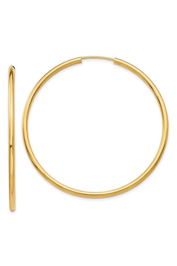 Fine Jewelry 10K Yellow Gold 2mm Round Endless Hoop Earrings for Women
