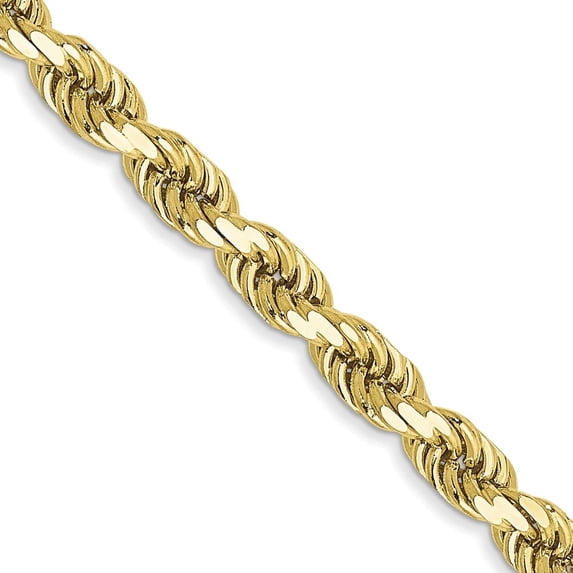 Auriga Fine Jewelry 10K Yellow Gold 3.5 mm Diamond-cut Rope Chain Necklace for Mens 22"