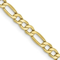 Auriga Fine Jewelry 10K Yellow Gold 3.5mm Semi-Solid Figaro Chain Necklace 16inch for Women