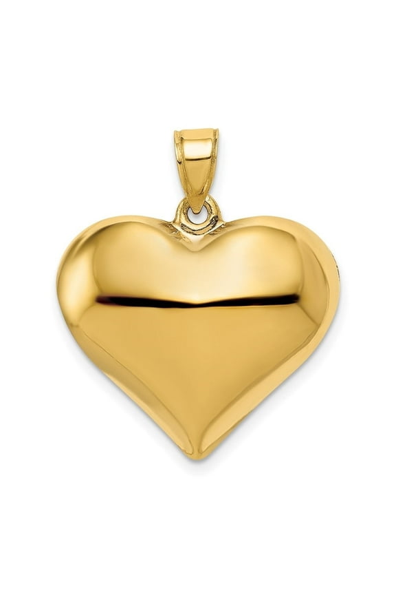 Fine Jewelry 10K Yellow Gold 3-D Heart Pendant for Women (L- 0.98 inch, W-0.87 inch)