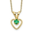 thumbnail image 1 of Auriga Fine Jewelry 10K Yellow Gold 3 mm Emerald Heart Birthstone Necklace 15" for Women, 1 of 5