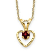 AURIGA Fine Jewelry 10K Yellow Gold 3 mm Garnet Heart Birthstone Necklace for Women 15"