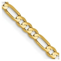 Auriga Fine Jewelry 10K Yellow Gold 3mm Concave Figaro 7" Chain Bracelet for Women