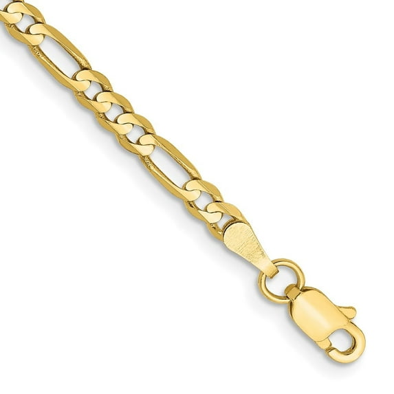 Auriga Fine Jewelry 10K Yellow Gold 3mm Flat Figaro 9inch Chain Anklet for Women
